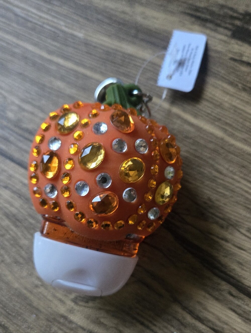 NWT BBW Orange Pumpkin Jeweled Pockerbac Holder + 1 Free Hand Sanitizer